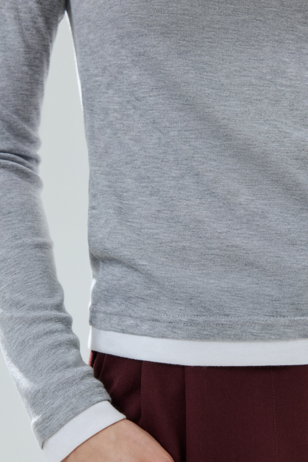 Лонгслив с имитацией второго слоя - цвет серый - 6